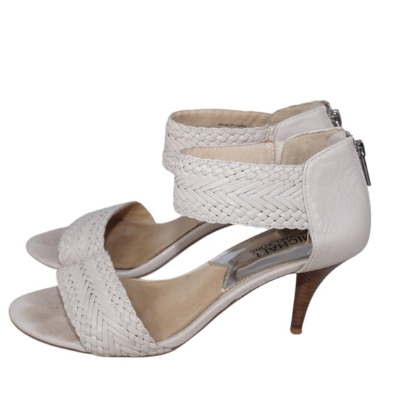 Michael Kors White Woven Leather Ankle Strap Slingback Stiletto Pumps, Size 8 - Picture 4 of 11